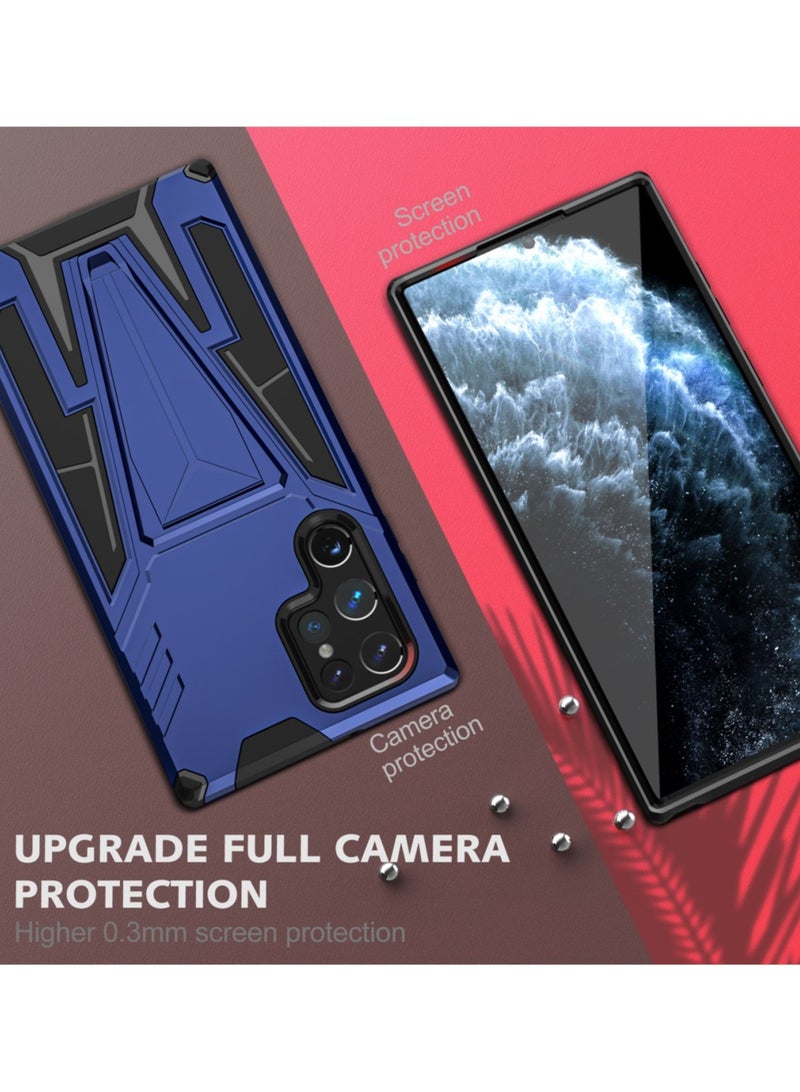 [Military Grade] Case for Samsung Galaxy S23 Ultra - Heavy Duty Rugged Armor Cover with Magnetic Kickstand (Car Mount Compatible) - Shockproof & Anti-Fingerprint - Blue - Image 2