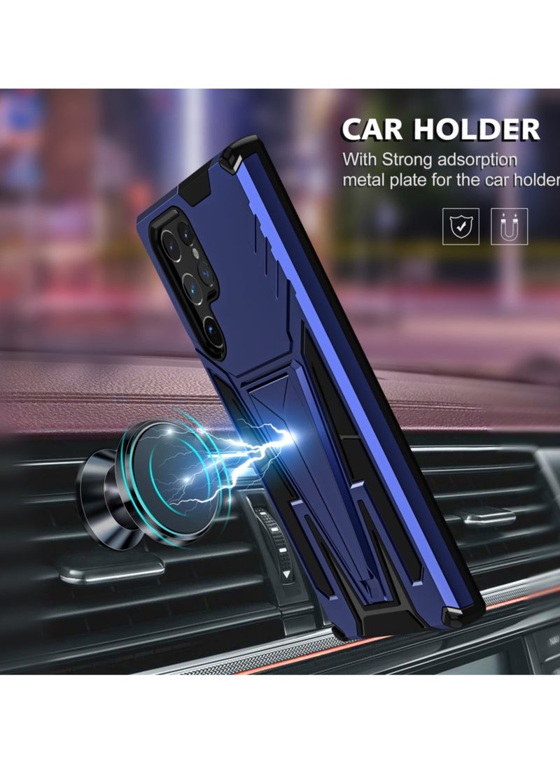 [Military Grade] Case for Samsung Galaxy S23 Ultra - Heavy Duty Rugged Armor Cover with Magnetic Kickstand (Car Mount Compatible) - Shockproof & Anti-Fingerprint - Blue - Image 4