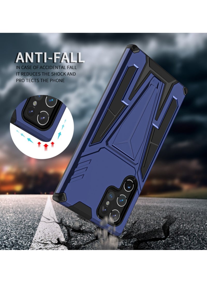 [Military Grade] Case for Samsung Galaxy S23 Ultra - Heavy Duty Rugged Armor Cover with Magnetic Kickstand (Car Mount Compatible) - Shockproof & Anti-Fingerprint - Blue - Image 3
