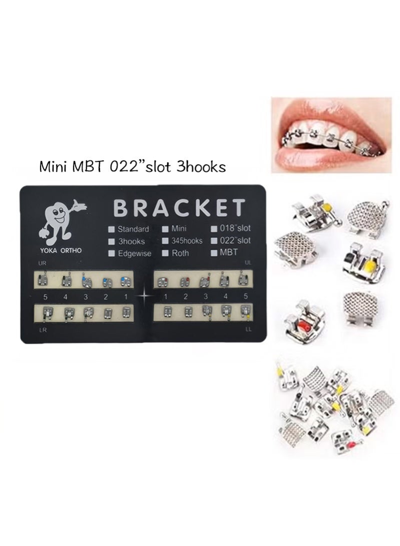 زيفانا مجموعتان من 40 قوسًا أسنانًا، قابلة للالتصاق، للجنسين، للاستخدام الداخلي، موضوع صحة الأسنان، للتثبيت على الحائط، بدون إطار، من الفولاذ المقاوم للصدأ (Mini Roth 0.22Slot 3Hooks) - Image 1