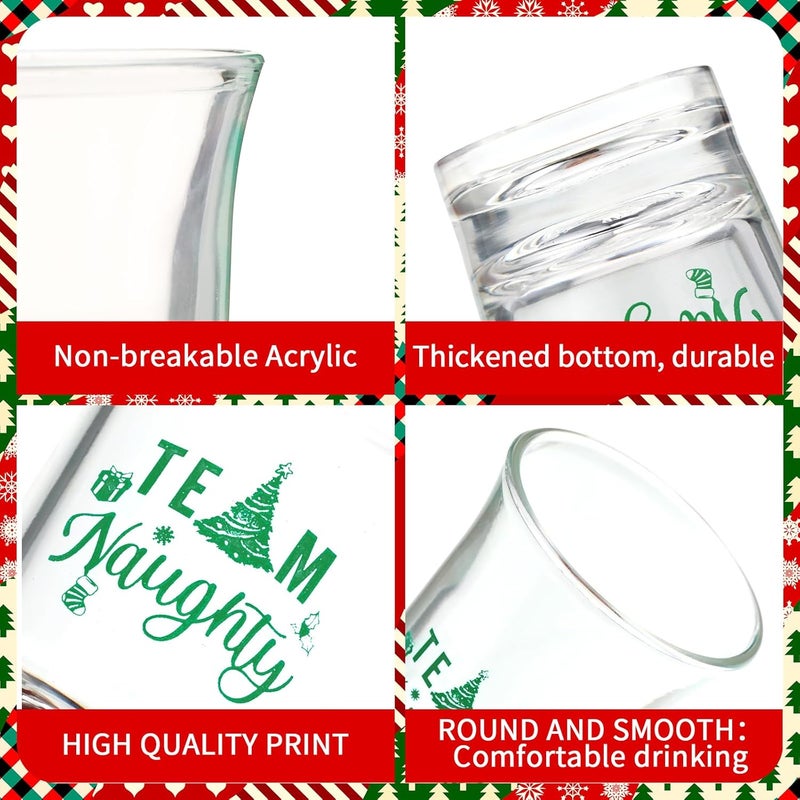 Nosiny 24 Pcs Christmas Shot Glasses 12 oz Team Naughty Team Nice Novelty Acrylic Shot Cups Acrylic Clear Christmas Party Favors for Adults Supplies Gifts Tree Style - Image 4