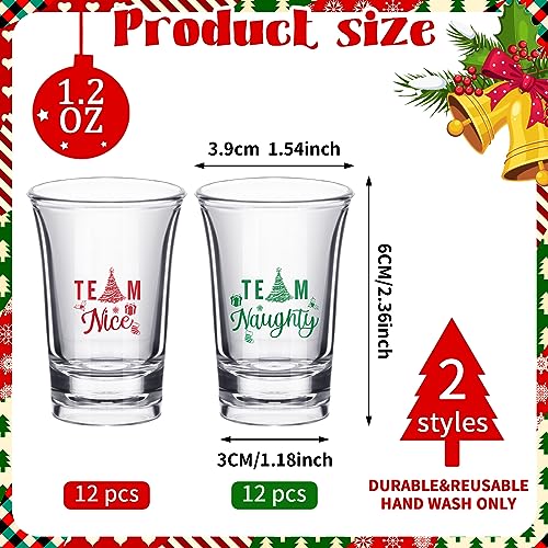Nosiny 24 Pcs Christmas Shot Glasses 12 oz Team Naughty Team Nice Novelty Acrylic Shot Cups Acrylic Clear Christmas Party Favors for Adults Supplies Gifts Tree Style - Image 3