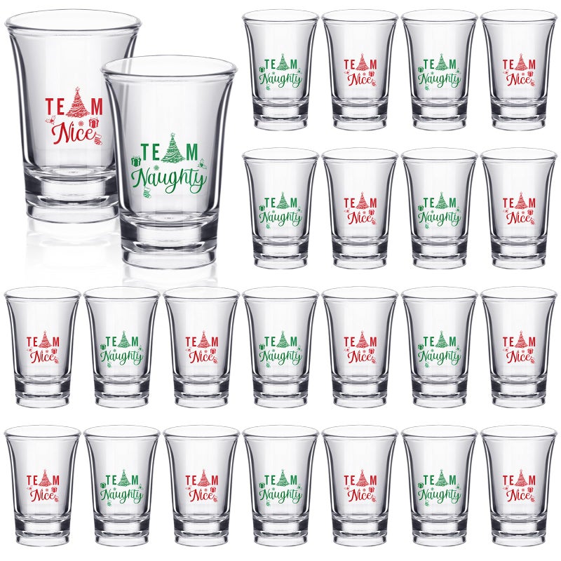 Nosiny 24 Pcs Christmas Shot Glasses 12 oz Team Naughty Team Nice Novelty Acrylic Shot Cups Acrylic Clear Christmas Party Favors for Adults Supplies Gifts Tree Style - Image 2