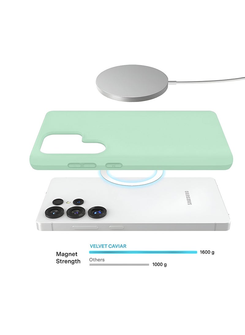 دبليو تيك سامسونج جالاكسي S25 الترا 5 جي 2025 سوبر نحيف، نحيف مثل الغلاف الصلب للكمبيوتر الشخصي Magsafe، غطاء حافظة حماية الزاوية للشفاه المزروعة (MCMPMN) - النعناع الفاتح - Image 4