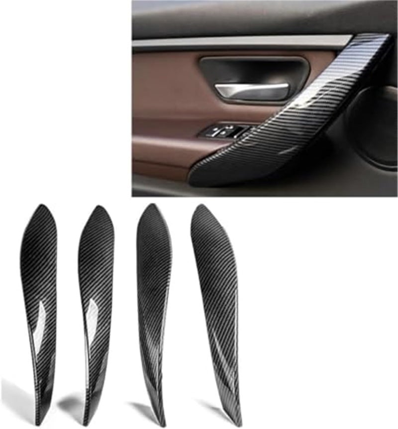 QASULER Carbon Fiber Look Door Handle Trim for BMW 3 Series and 4 Series - Image 2