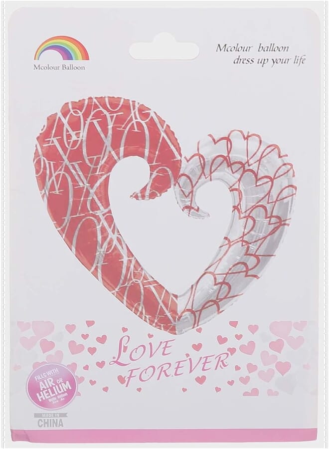 Mcolour Balloon Patterned Heart Shape Foil Balloon - Red and Silver