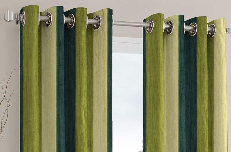 MODERN FAB Polyester Blend Long Crush Eyelet Window 6 ft Curtains Green Set of 2 - Image 2