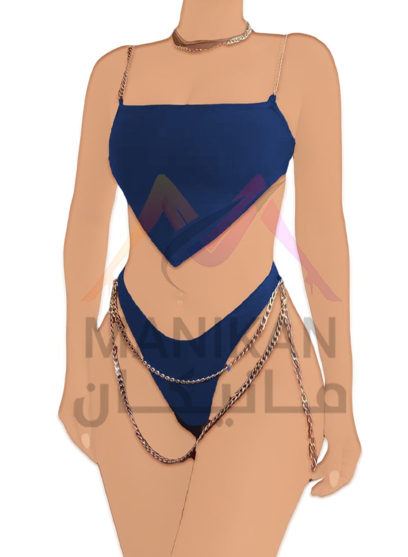 MANIKAN MANIKAN Lycra women's lingerie set with a chain strap and a chain belt  - Image 2