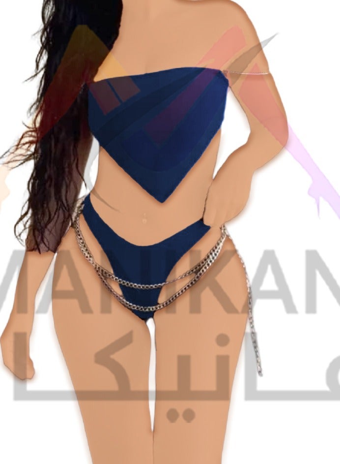 MANIKAN MANIKAN Lycra women's lingerie set with a chain strap and a chain belt  - Image 3