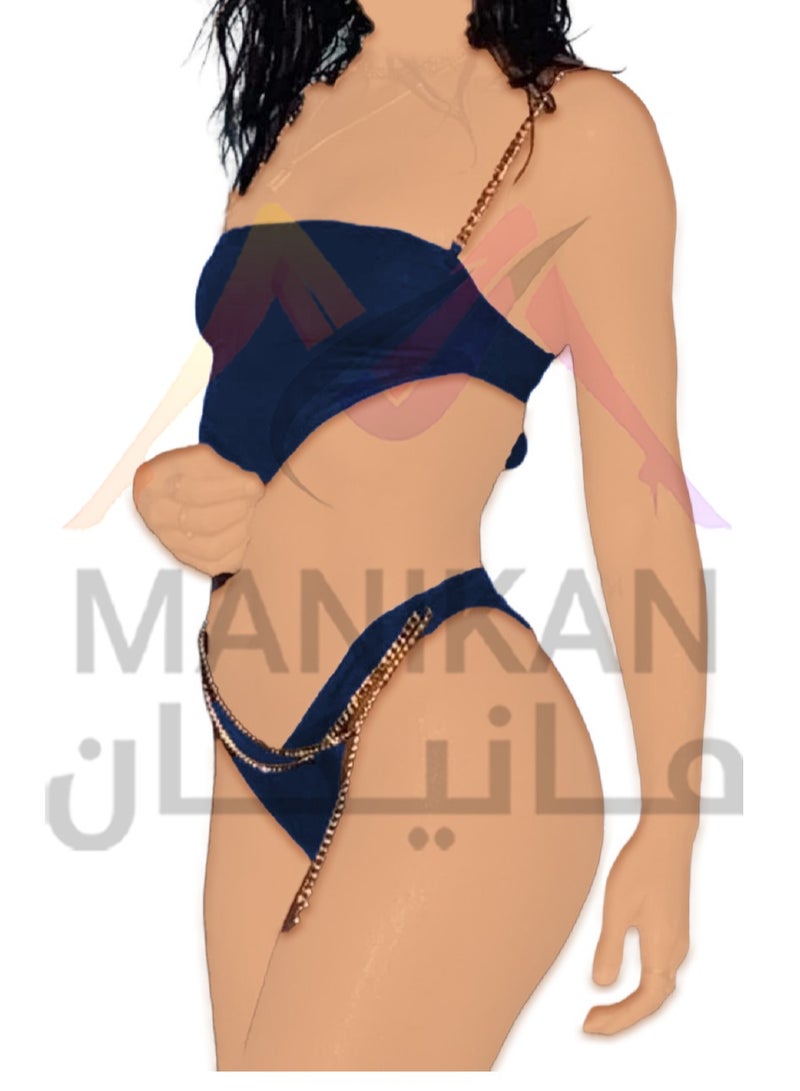 MANIKAN MANIKAN Lycra women's lingerie set with a chain strap and a chain belt  - Image 4