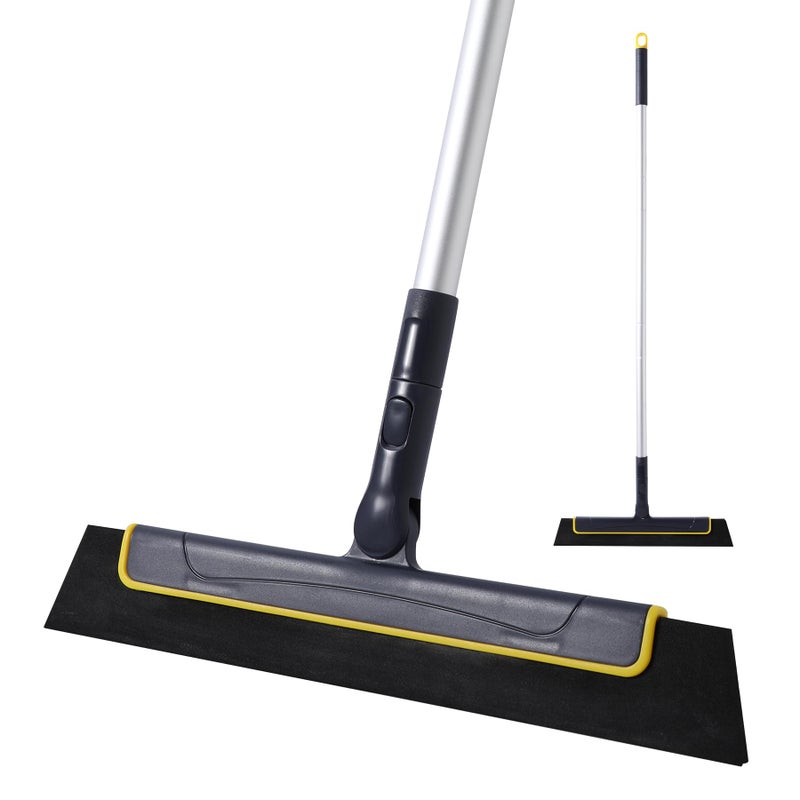 Yocada Floor Squeegee Broom EVA Foam Blade Aluminum Pole for Shower Bathroom Kitchen Home Tile Pet Hair Fur Floor Marble Glass Window Water Foam Cleaning Long Adjustable Removable Handle Anti Static - Image 1