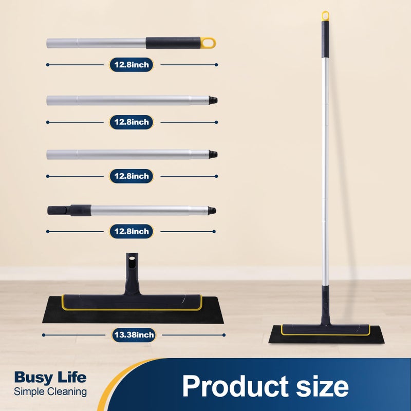 Yocada Floor Squeegee Broom EVA Foam Blade Aluminum Pole for Shower Bathroom Kitchen Home Tile Pet Hair Fur Floor Marble Glass Window Water Foam Cleaning Long Adjustable Removable Handle Anti Static - Image 4