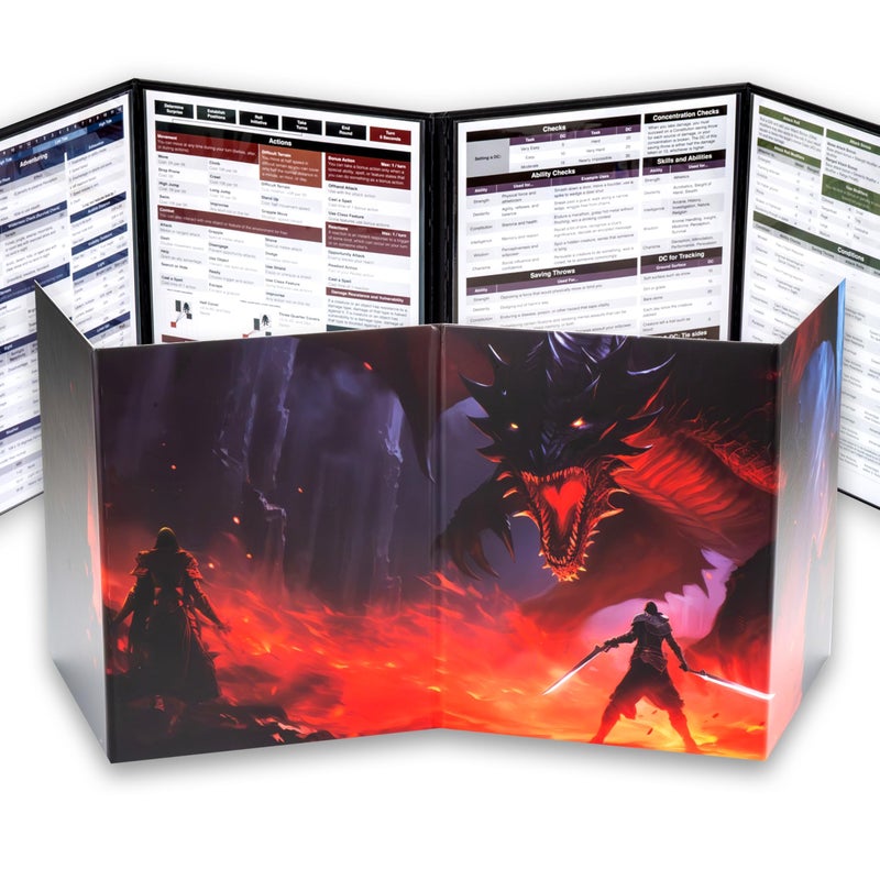 TIDYBOSS 4-Panel DM Screen | Customizable DND Dungeon Master Guide with Inserts for Dungeon Masters | D&D Starter Set | DND Starter kit d&d Accessories | DND Gifts | DND dm Supplies - Image 1