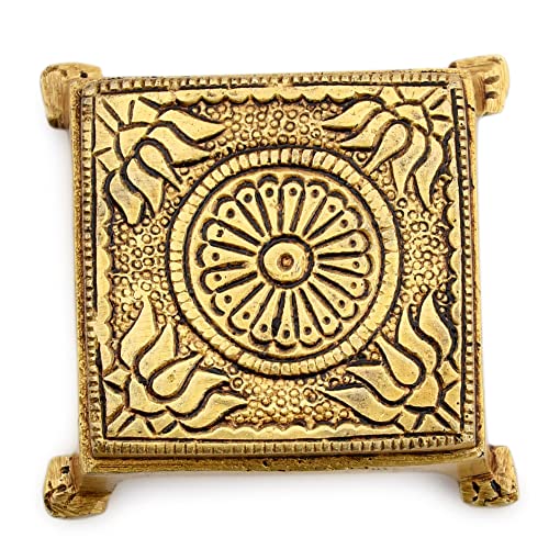 AargKraft™ Brass Pooja Mandir Chowki Peetha Peeta God's Stool - Puja Articles Size - 2.2" Inches [Very Small] - Image 3