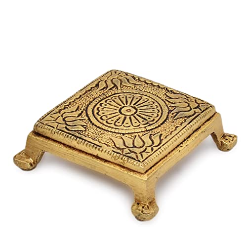 AargKraft™ Brass Pooja Mandir Chowki Peetha Peeta God's Stool - Puja Articles Size - 2.2" Inches [Very Small] - Image 4