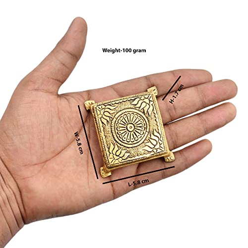 AargKraft™ Brass Pooja Mandir Chowki Peetha Peeta God's Stool - Puja Articles Size - 2.2" Inches [Very Small] - Image 2