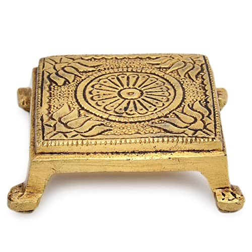 AargKraft™ Brass Pooja Mandir Chowki Peetha Peeta God's Stool - Puja Articles Size - 2.2" Inches [Very Small] - Image 1