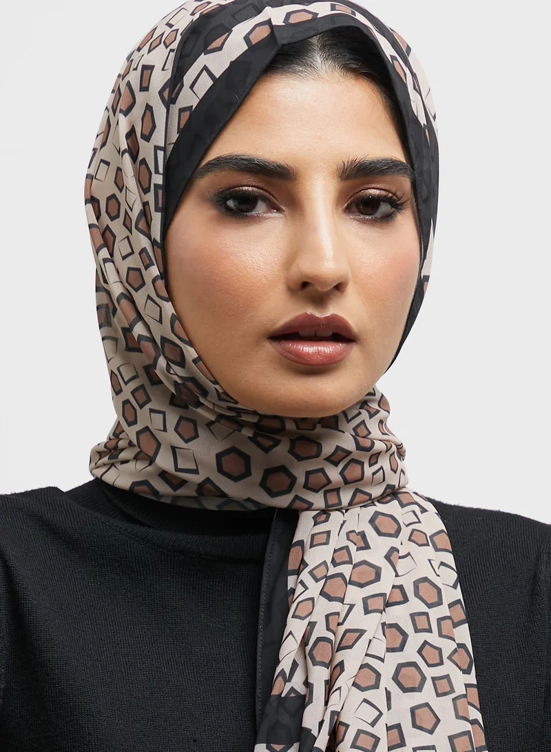 KASHKHA Poly Geometric Print Hijab