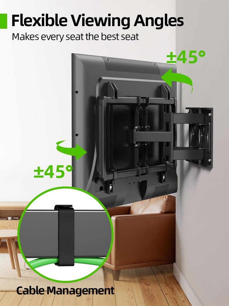 USX MOUNT Ultra Slim TV Wall Mount for Most 37-90 inch Television, Full Motion TV Mount Dual Swivel Articulating Tilt 6 Arms, Up to 120lbs, VESA 600x400mm, Max 16" Wood Studs, XML612-K - Image 2