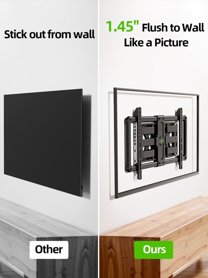 USX MOUNT Ultra Slim TV Wall Mount for Most 37-90 inch Television, Full Motion TV Mount Dual Swivel Articulating Tilt 6 Arms, Up to 120lbs, VESA 600x400mm, Max 16" Wood Studs, XML612-K - Image 5