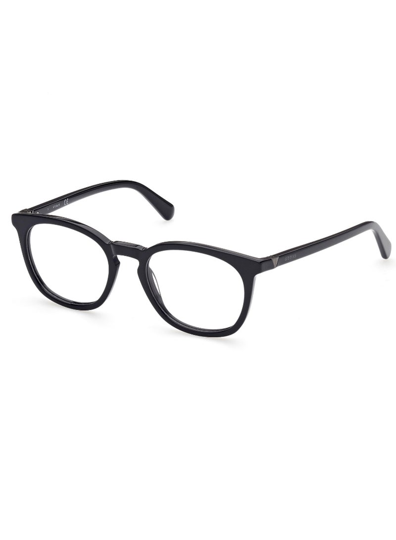 GUESS Men's Round Shape Eyeglass Frames - GU5005300151 - Lens Size: 51 Mm - Shiny Black - Image 1