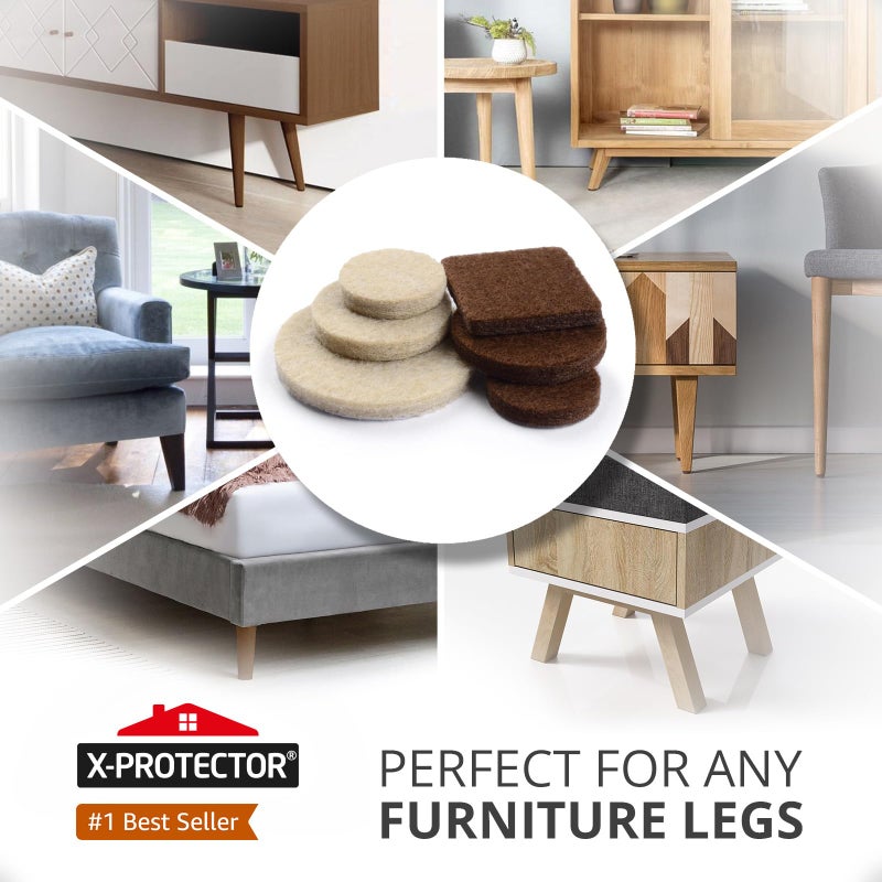 X-Protector 235 pcs Felt Furniture Pads Brown & Beige X-Protector! Huge Quantity of Furniture Pads for Hardwood Floors â€“ Your Ideal Wood Floor Protectors for Furniture. Protect Any Type of Hard Floor! - Image 2