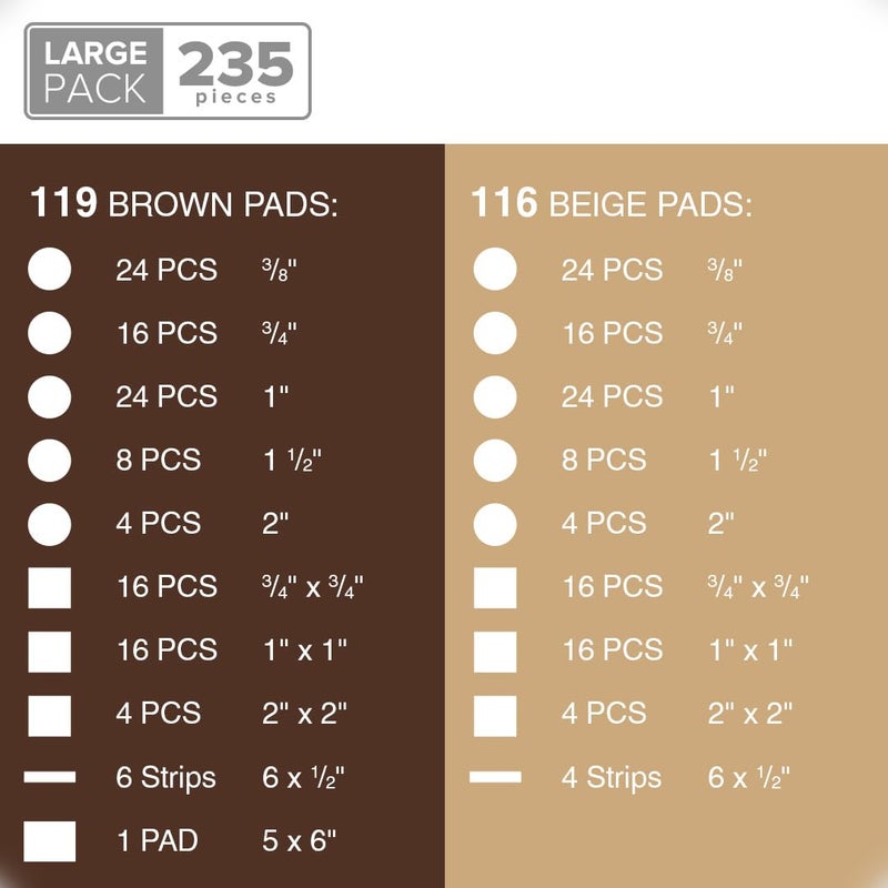 X-Protector 235 pcs Felt Furniture Pads Brown & Beige X-Protector! Huge Quantity of Furniture Pads for Hardwood Floors â€“ Your Ideal Wood Floor Protectors for Furniture. Protect Any Type of Hard Floor! - Image 5