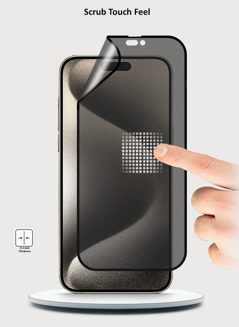 Wtech Apple iPhone 15 Pro Max 2023 Nano Ceramic Privacy Full Glue Full Cover Matte Flexible Screen Protector (MSCNMP) - Clear/Black - Image 3