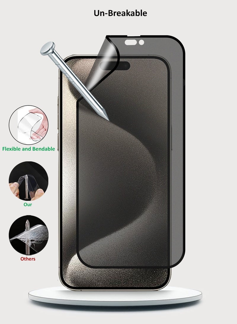 Wtech Apple iPhone 15 Pro Max 2023 Nano Ceramic Privacy Full Glue Full Cover Matte Flexible Screen Protector (MSCNMP) - Clear/Black - Image 5