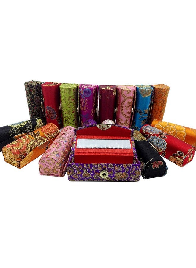 كوميكفس علبة أحمر الشفاه 12 قطعة/المجموعة علبة أحمر الشفاه مع مرآة قماش حريري ساتان مع تصميم رائع صندوق مجوهرات بألوان متنوعة عشوائية - Image 1