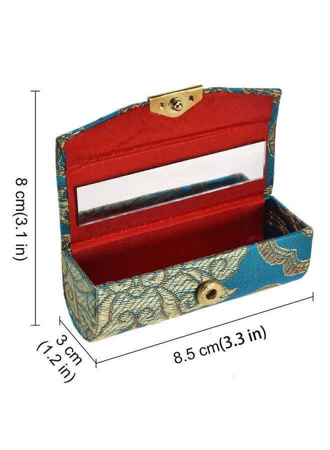 كوميكفس علبة أحمر الشفاه 12 قطعة/المجموعة علبة أحمر الشفاه مع مرآة قماش حريري ساتان مع تصميم رائع صندوق مجوهرات بألوان متنوعة عشوائية - Image 4