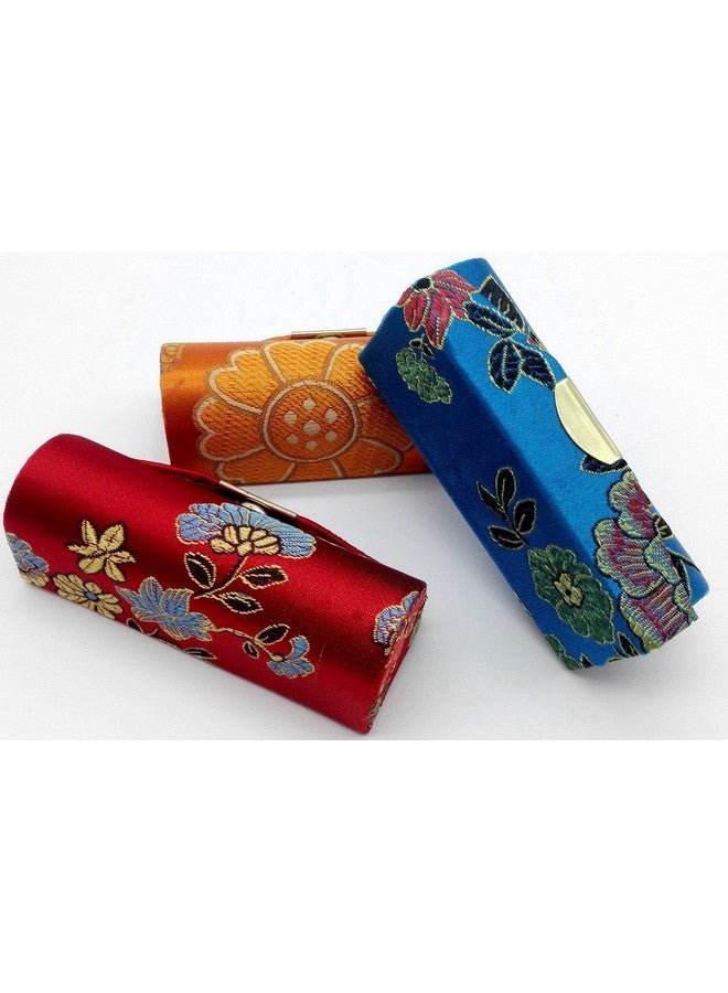 كوميكفس علبة أحمر الشفاه 12 قطعة/المجموعة علبة أحمر الشفاه مع مرآة قماش حريري ساتان مع تصميم رائع صندوق مجوهرات بألوان متنوعة عشوائية - Image 3