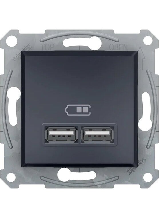Schneider - Asfora Anthracite USB Socket 2.1A Frameless - Image 1
