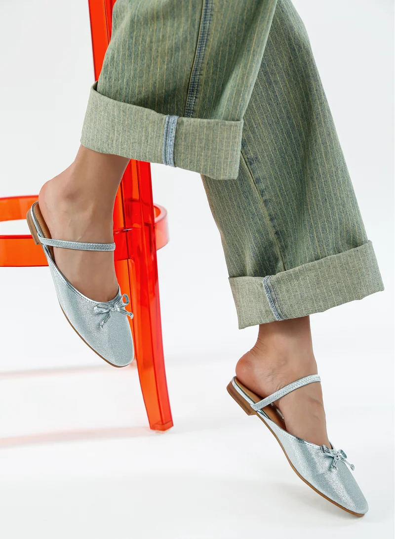 London Rag Glitter Ballet Mules in Champagne Baby Blue