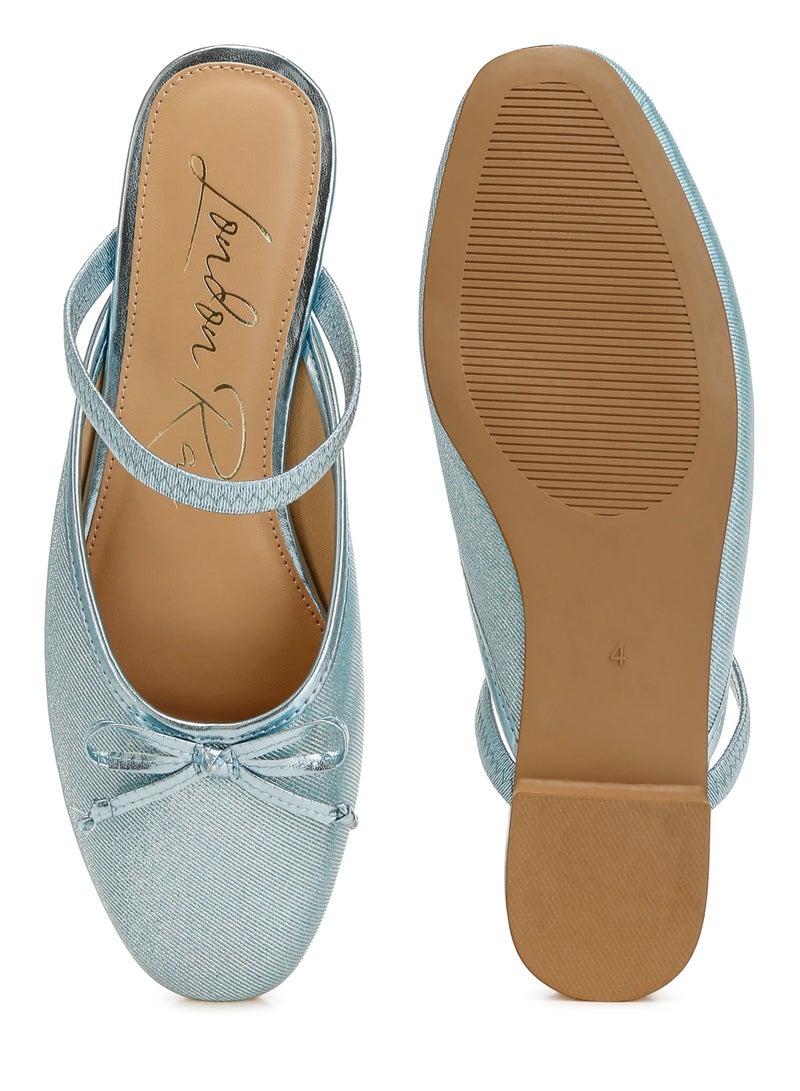 London Rag Glitter Ballet Mules in Champagne Baby Blue - Image 5