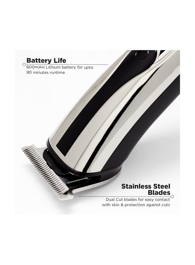 أي كونيك ماكينة تشذيب الشعر السريعة 5 في 1 من Ikonic - أداة دقيقة لتصفيف الشعر والعناية بتصميم أنيق باللونين الأسود والفضي، وتشكيل اللحية، وتشذيب شعر الأنف والأذن، ومحرك قوي، وشاشة رقمية، ومنفذ USB - Image 3