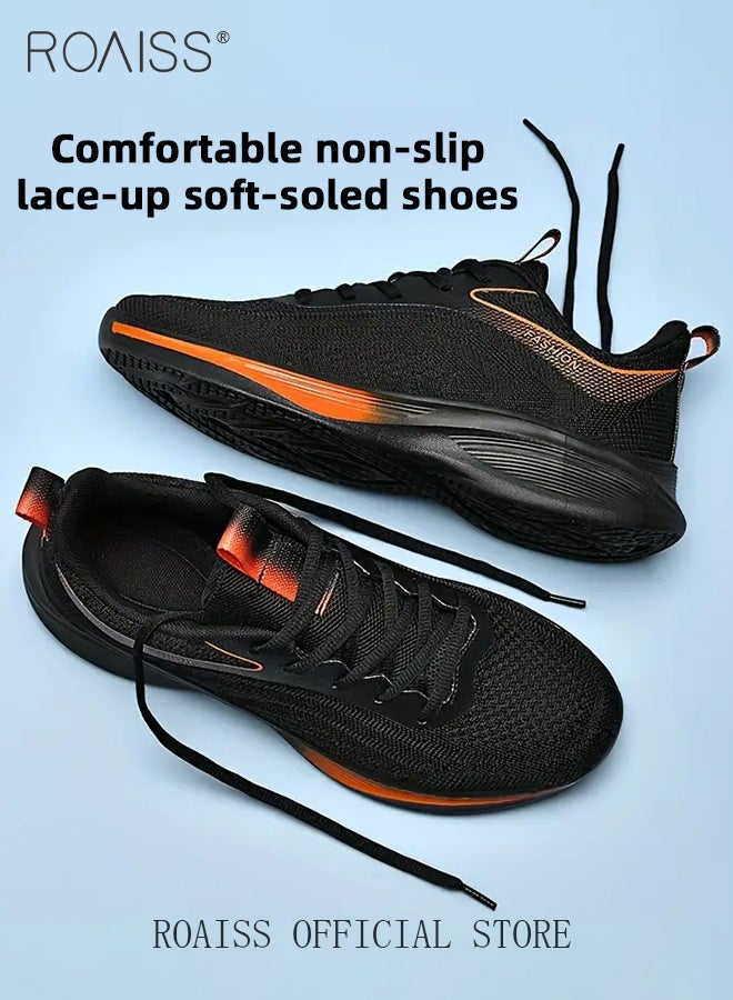 roaiss Versatile Breathable Running Shoes for Men with Soft Sole Trendy Casual Lightweight Shock Absorbing Sneakers for Sports and Casual Wear Men's Low-Cut Comfortable Workout Shoes Colorblock Sneakers - Image 5