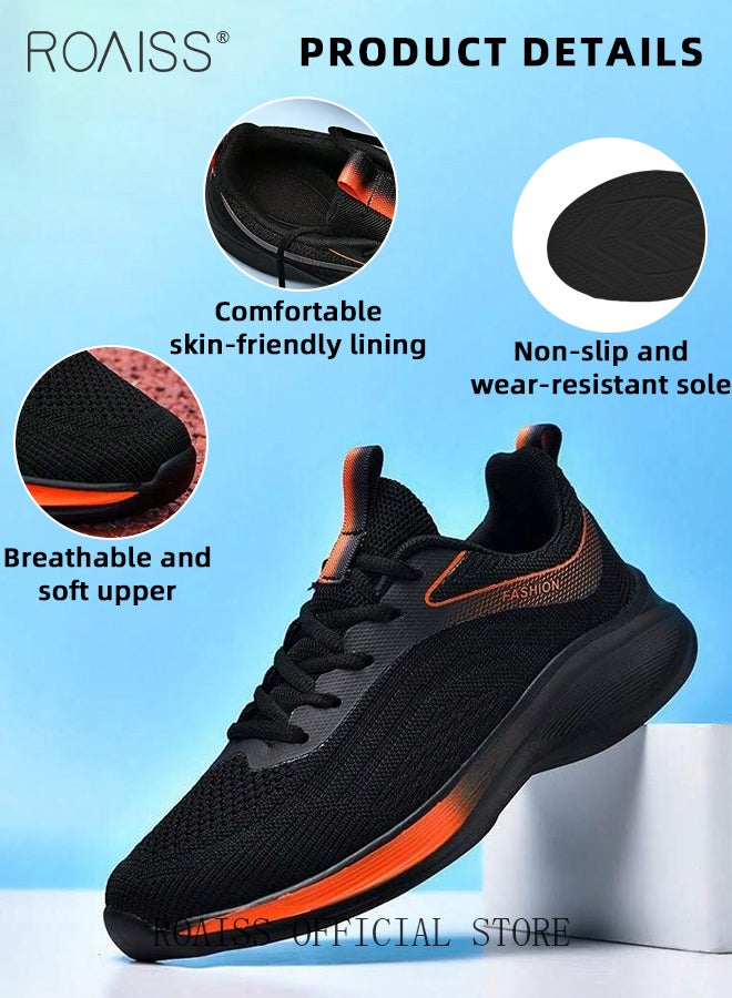 roaiss Versatile Breathable Running Shoes for Men with Soft Sole Trendy Casual Lightweight Shock Absorbing Sneakers for Sports and Casual Wear Men's Low-Cut Comfortable Workout Shoes Colorblock Sneakers - Image 4