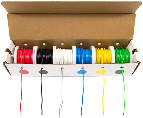 EX ELECTRONIX EXPRESS Hook Up Wire Kit (Tinned Copper) 22 Gauge (6 Different Colored 25 Foot Spools Included) - EX ELECTRONIX EXPRESS - Image 1