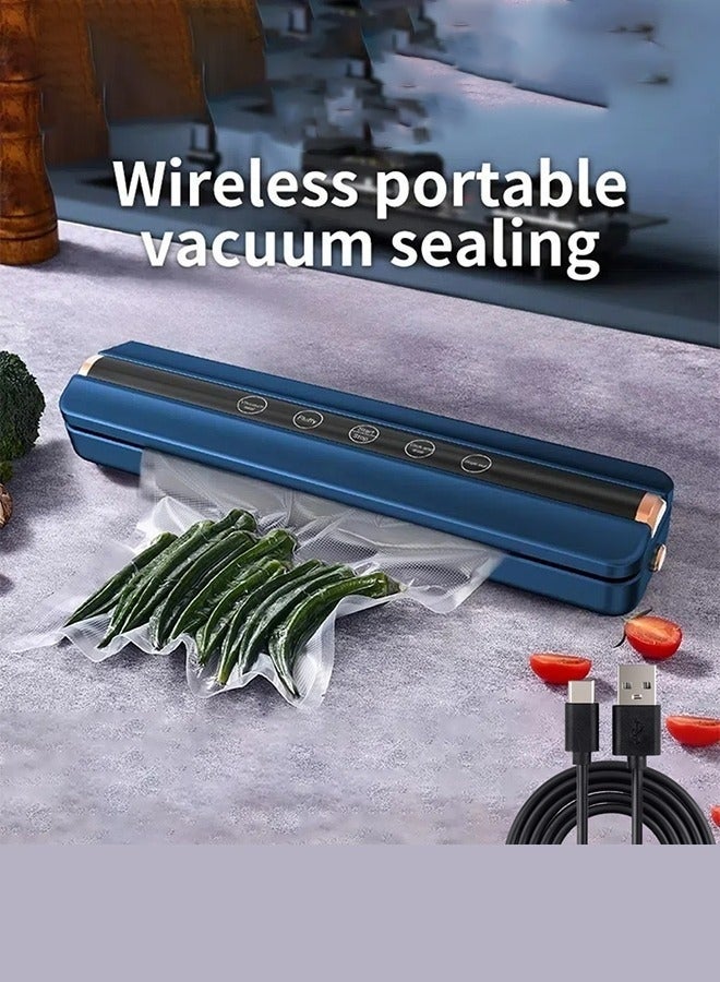 Bukela Cordless Food Vacuum Sealing Machine,62 Kpa USB vacuum Sealer,Automatic Automatic Bag Detection, Dry & Moist Food Modes,30cm extended sealing strip(Royal Blue) - Image 3