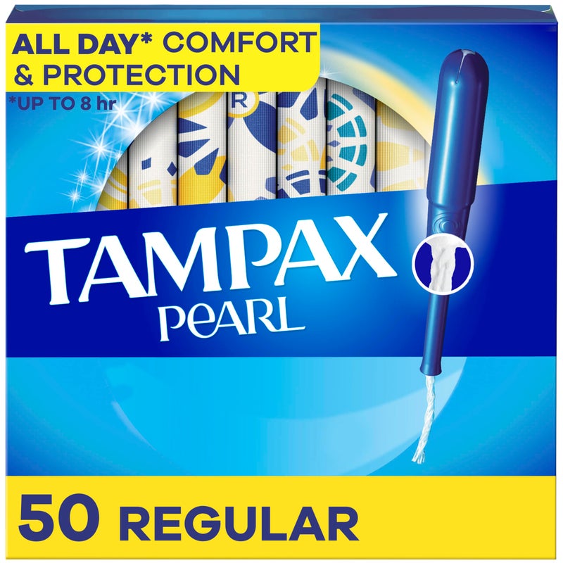 Tampax تامباكس بيرل تامبون للنساء، مع حافة ليك غارد، امتصاص عادي، بدون رائحة، 50 قطعة - Image 1