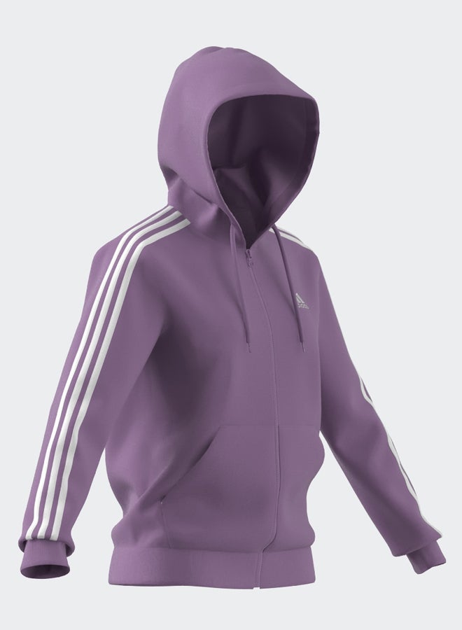 Adidas Essentials 3-Stripes Full-Zip Fleece Hoodie - Image 2