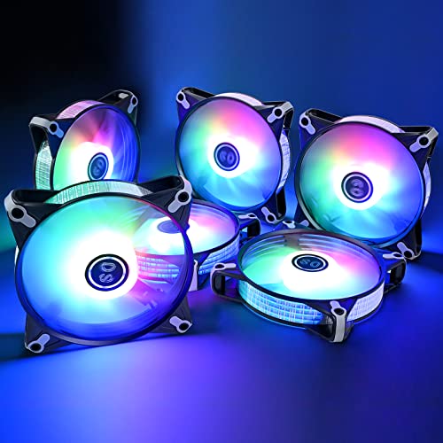DS leddess DS RGB Fans, 120mm 6 Pack Case Cooling LED Fans for White Black PC Case, CPU Cooler and Radiators System (DK Series) - Image 4