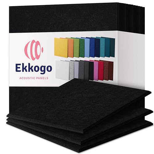Ekkogo Acoustic Panels 12Pack Soundproof Wall Panels 12X12X04 Sound Panels High Density Sound Dampening Panels Deep Black Square - Image 1