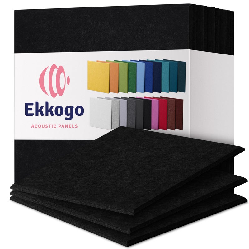 Ekkogo Acoustic Panels 12Pack Soundproof Wall Panels 12X12X04 Sound Panels High Density Sound Dampening Panels Deep Black Square - Image 2