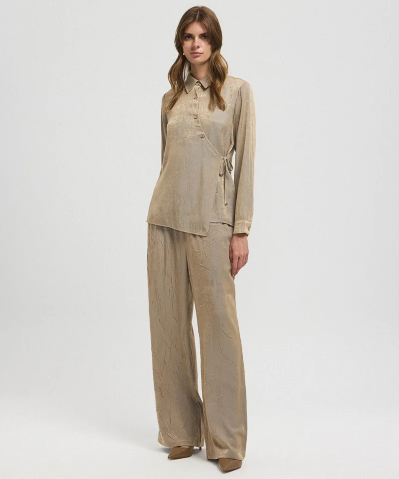 ابيكول Asymmetric Tie Waist Shirt