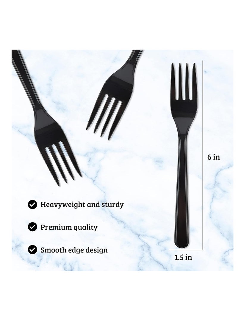 Plasticpro Heavy Duty Disposable Plastic Forks Set, 50 Pieces, Black  - Image 3