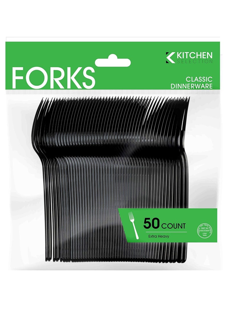 Plasticpro Heavy Duty Disposable Plastic Forks Set, 50 Pieces, Black  - Image 4
