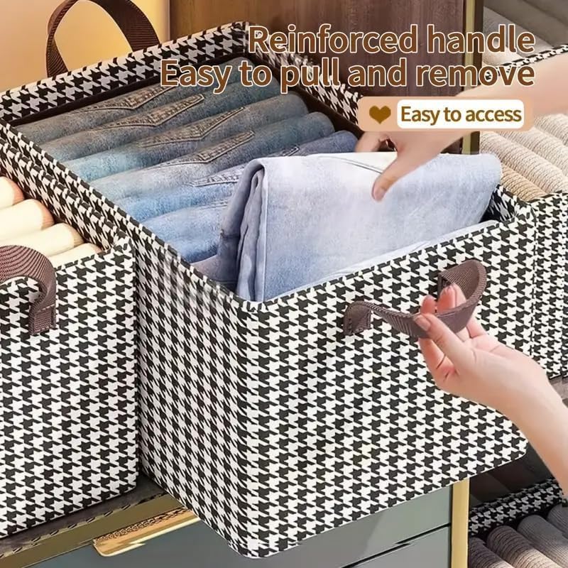 CREDSY Clothes Organizer with Handle Rectangle Closet Storage Bins with Metal Frame Shelf Basket Fabric Storage Box for Storage Clothes Pants Jeans TShirts Underwear 26L Pack of 1 - Image 2