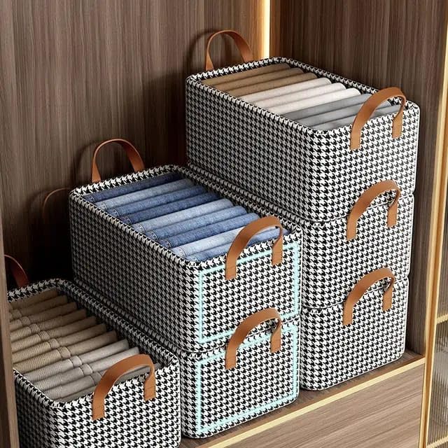 CREDSY Clothes Organizer with Handle Rectangle Closet Storage Bins with Metal Frame Shelf Basket Fabric Storage Box for Storage Clothes Pants Jeans TShirts Underwear 26L Pack of 1 - Image 4